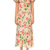 New Camellia Printed Silk Bias Dress With Ruffle Details Dresses