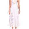 Hot White Silk Satin And Lace Bias Slip Dress With Slit And Rose Dresses