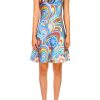 Wholesale Aqua Multicolor Printed Bias Mini Slip Dress Dresses