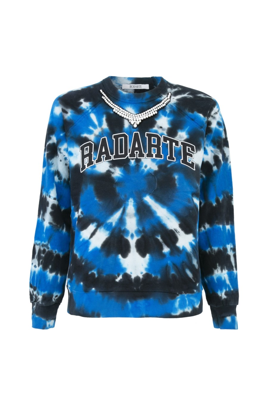 Clearance Radarte Tie Dye Sweatshirt With Rhinestone Necklace Tie-Dye