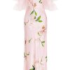 Wholesale Floral Printed Silk Bias Slip Dress With Ruffle Sleeves And Silk Flower Dresses