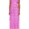 Wholesale Orchid Purple Floral Tulle Tiered Ruffle Dress Dresses