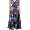 Best Floral Printed Silk Twill Collared Halter Dress With Belt Detail Dresses