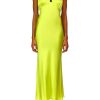 Wholesale Chartreuse Silk Satin Bias Dress With Lace And Ruffle Details Dresses