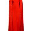 New Red Silk Satin Cape Gown Dresses