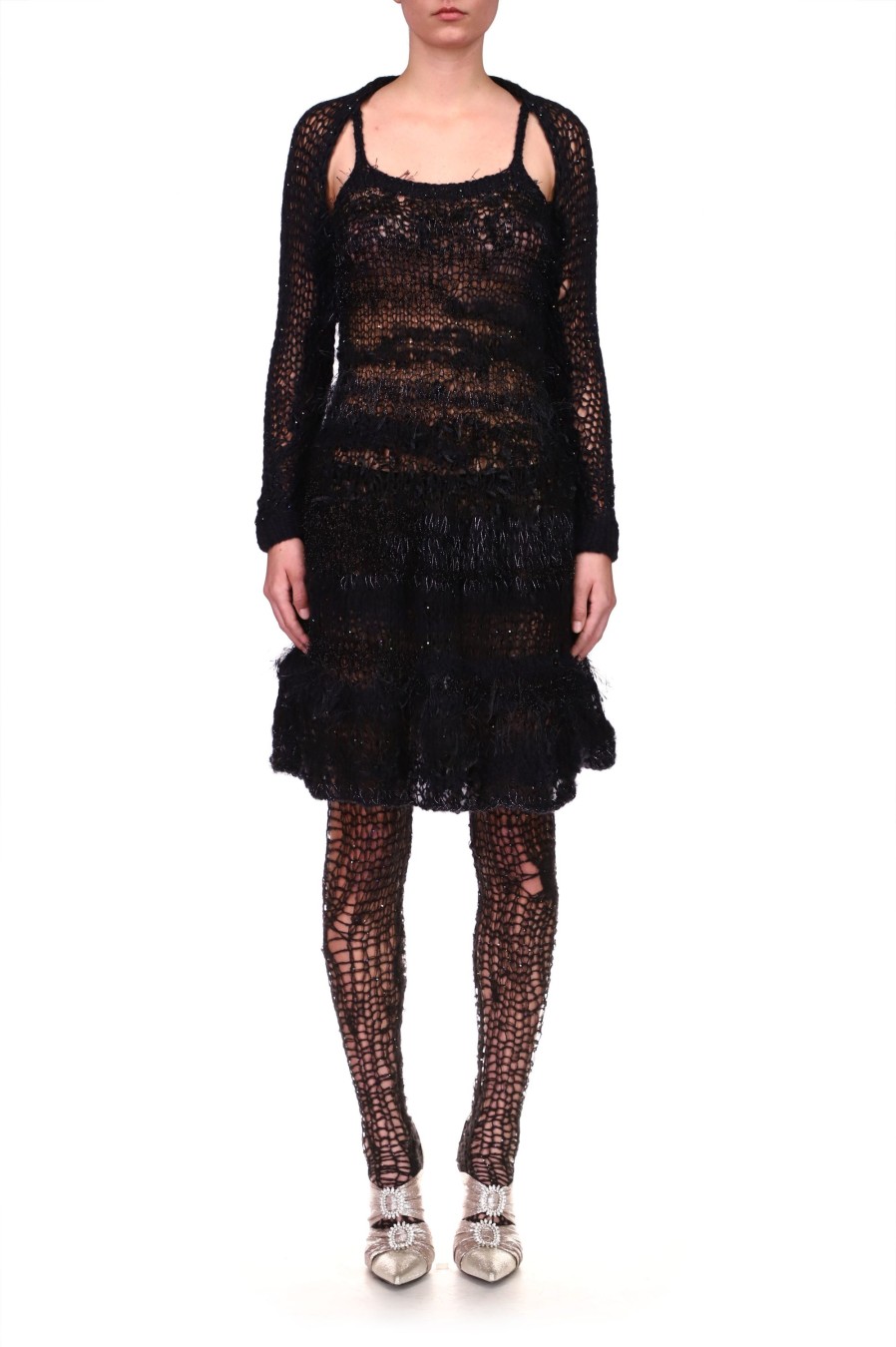 Online Black Loose Hand Knit Dress Dresses