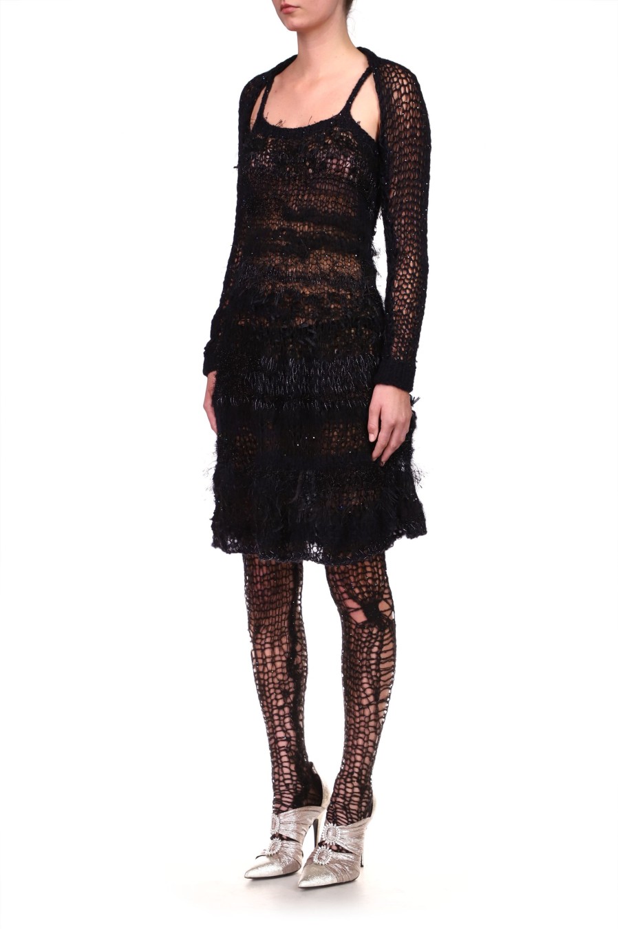 Online Black Loose Hand Knit Dress Dresses