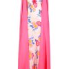 Wholesale Pink Silk Cape With Silk Flower Detail Dresses