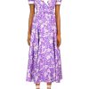 Online Purple Iris Printed Silk Twill Collared Dress With Belt Detail Dresses