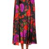 Hot Red And Purple Floral Silk Satin Cape Dress Dresses