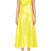 Hot Yellow Sequin Halter Bias Dress With Flower Detail Dresses