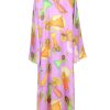 Best Lavender Fairy Printed Silk Satin Tunic Dress Dresses