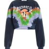 New Tie Dye Mushroom Print Radarte Crop Sweatshirt Tie-Dye