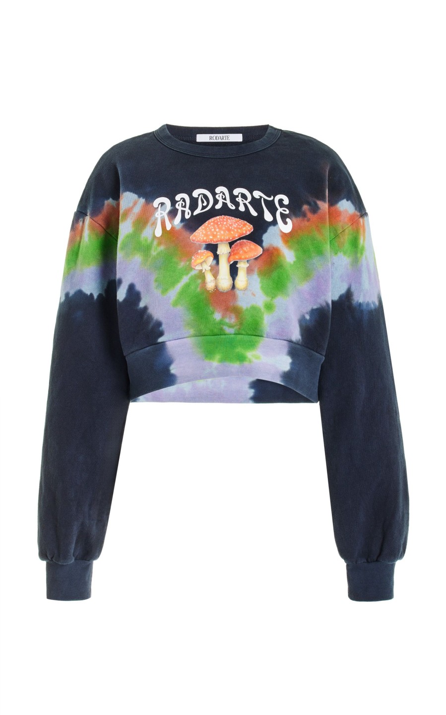 New Tie Dye Mushroom Print Radarte Crop Sweatshirt Tie-Dye