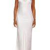 New Off White Silk Satin Bias Slip Gown With Silk Flower Dresses