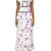 New Purple Iris Printed Silk Twill Dress With Velvet Ribbon Detail Dresses