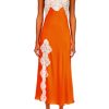 Best Orange Silk Satin And Lace Bias Slip Dress Dresses