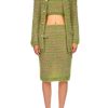 Clearance Green And Pink Hand Knit Pencil Skirt Knitwear