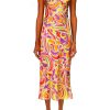 New Red And Orange Multicolor Printed Midi Length Slip Dress Dresses