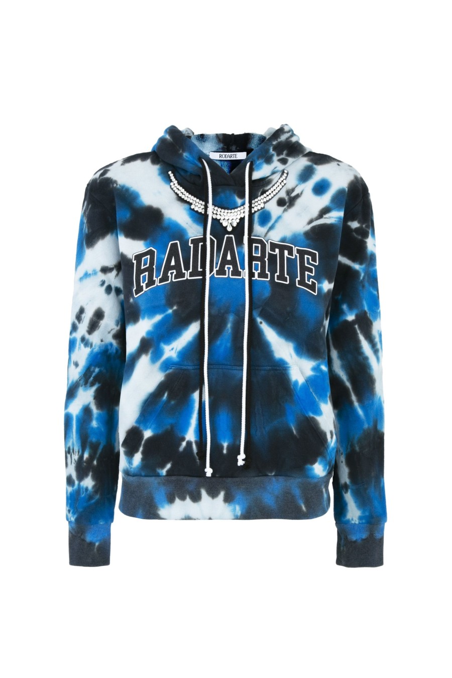 Hot Radarte Tie Dye Hoodie With Rhinestone Necklace Tie-Dye