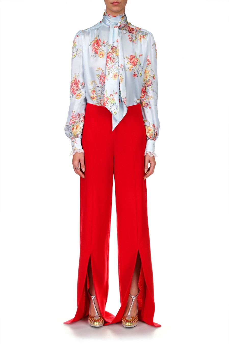 Best Red Wide Leg Double Faced Wool Pant Bottoms