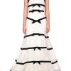 Clearance White Chorded Lace Halter Gown With Velvet Ribbon Detail Dresses