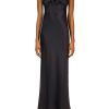 Hot Black Silk Satin Bias Dress With Ruched Bust And Black Lace Detail Dresses