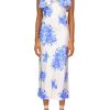 Hot Floral Printed Silk Twill Bias Slip Dress With Ruffle And Silk Flower Detail Dresses