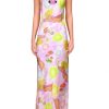 Online Lavender Cloud And Fairy Printed Silk Satin Bias Slip Dress Dresses