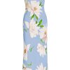 New Blue And White Floral Silk Slip With Silk Flower Detail Dresses