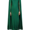 Wholesale Green Silk Satin Cape Dress With Flower Dresses