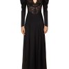 Online Black Silk And Lace Bias Long Sleeve Dress Dresses