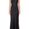 Best Black Silk Satin Bias Halter Dress With Lace And Ruffle Details Dresses