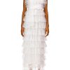 Hot Off White Floral Tulle Tiered Ruffle Dress Dresses