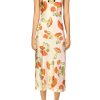 Hot Cream Mushroom Printed Silk Satin Slip Dress Dresses