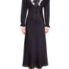 Wholesale Black Silk Long Sleeve Dress With Off White Collar And Lace Trim Dresses