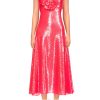 Wholesale Pink Sequin Halter Bias Dress With Flower Detail Dresses