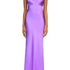 Clearance Purple Silk Satin Bias Dress With Ruched Bust And Silk Flower Detail Dresses