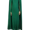 Hot Green Silk Satin Cape Dress Dresses