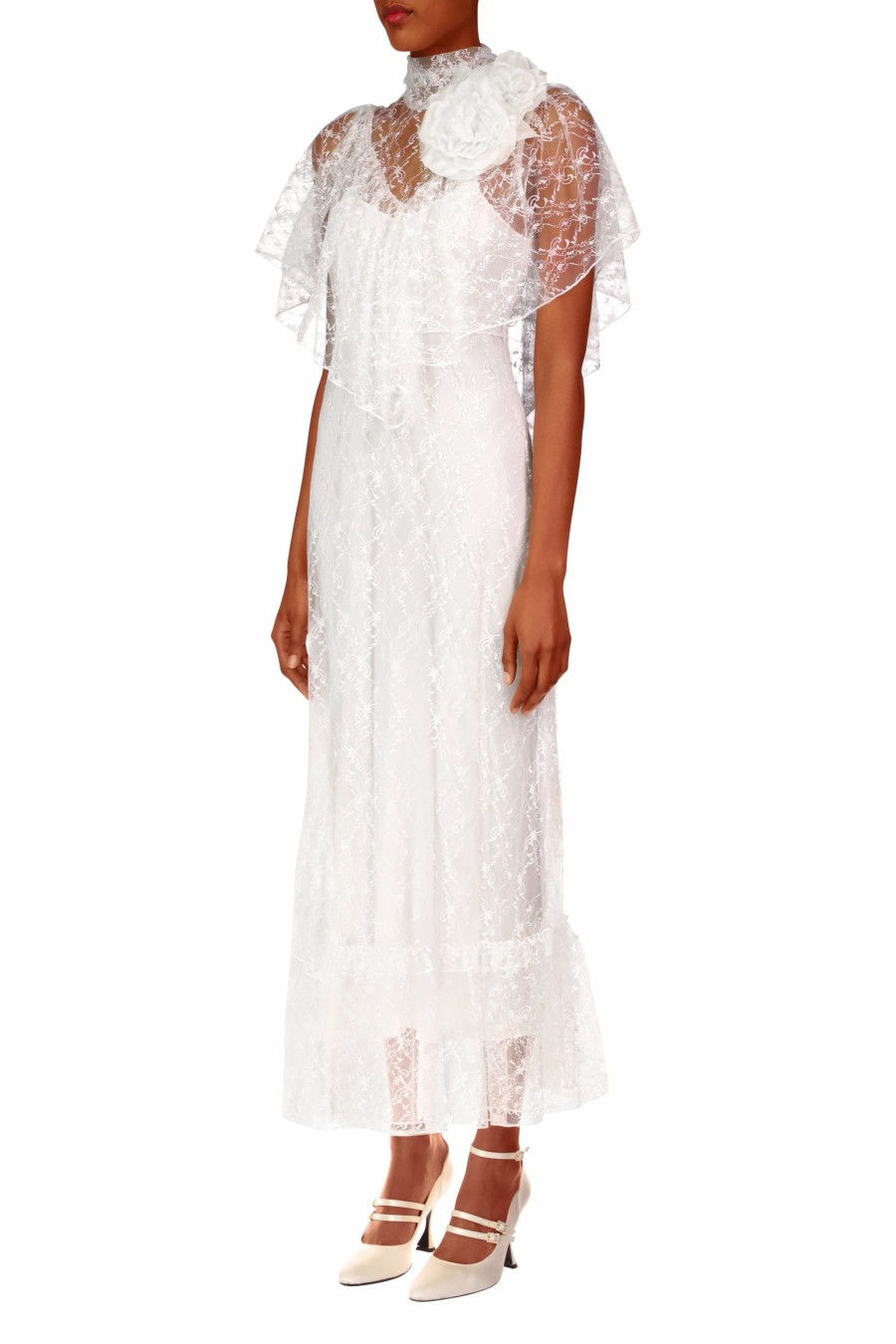 Clearance Off White Floral Lace And Silk Dress Dresses