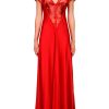 Hot Red Silk Satin Gown With Sequin Detail Dresses