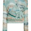 Wholesale Sea Foam Loose Hand Knit Wrap Sweater Knitwear